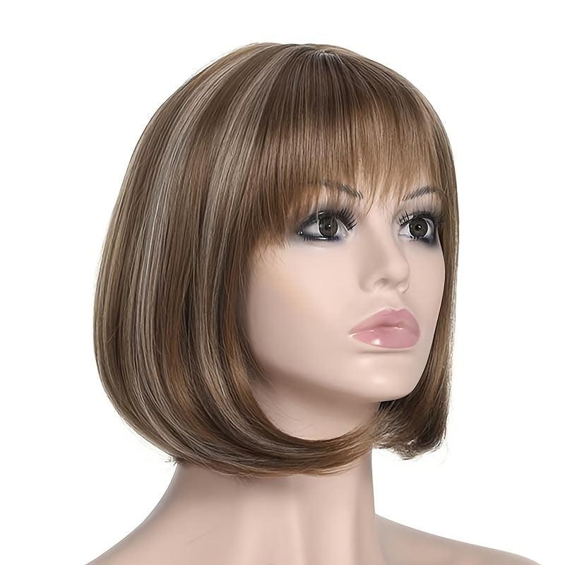 Short Straight Bang Wig Bob Wig For Women Synthetic Hair