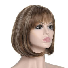 Short Straight Bang Wig Bob Wig For Women Synthetic Hair