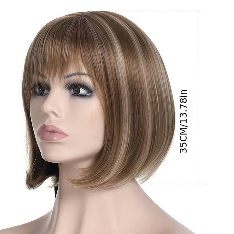 Short Straight Bang Wig Bob Wig For Women Synthetic Hair