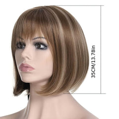 Short Straight Bang Wig Bob Wig For Women Synthetic Hair