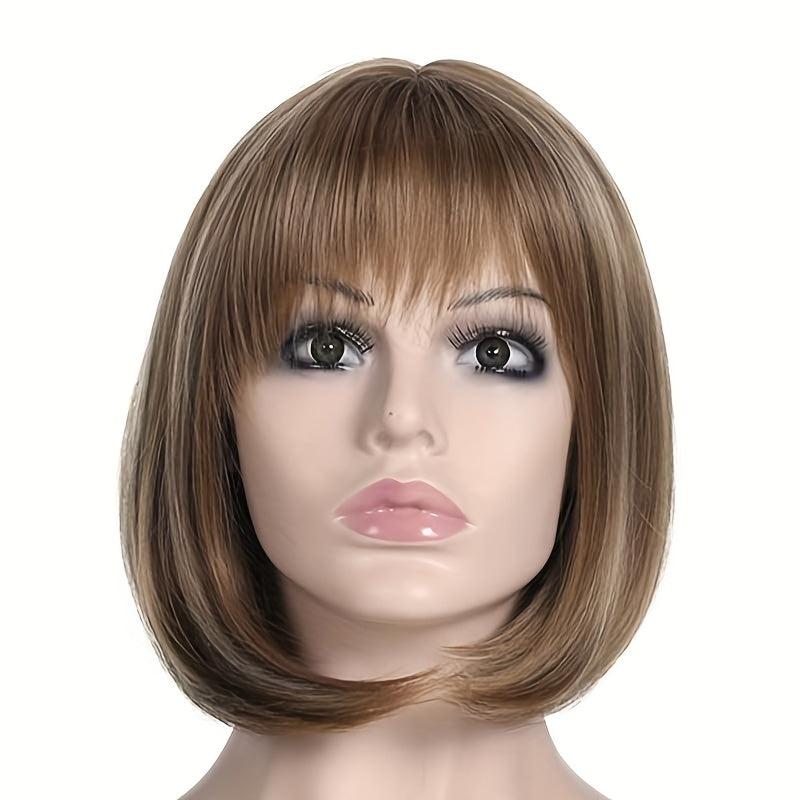 Short Straight Bang Wig Bob Wig For Women Synthetic Hair
