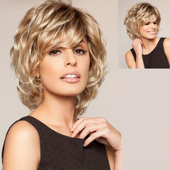 Short Curly Layered Wig Natural Synthetic Wigs for Parties