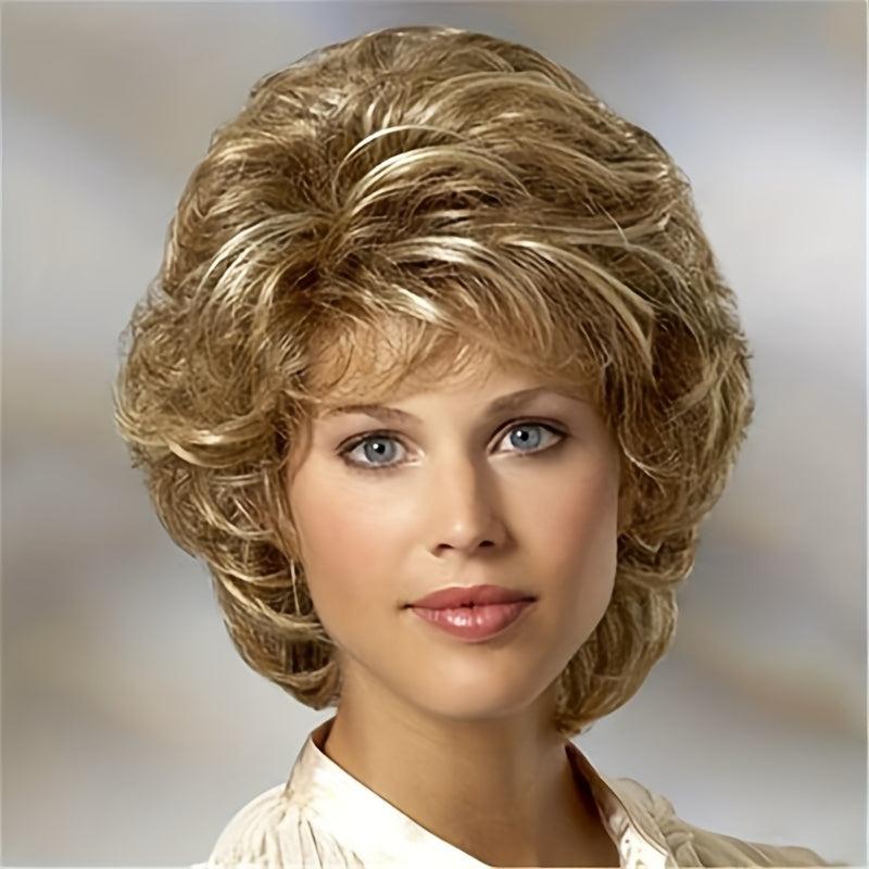 Short Curly Layered Wig Natural Synthetic Wigs for Parties