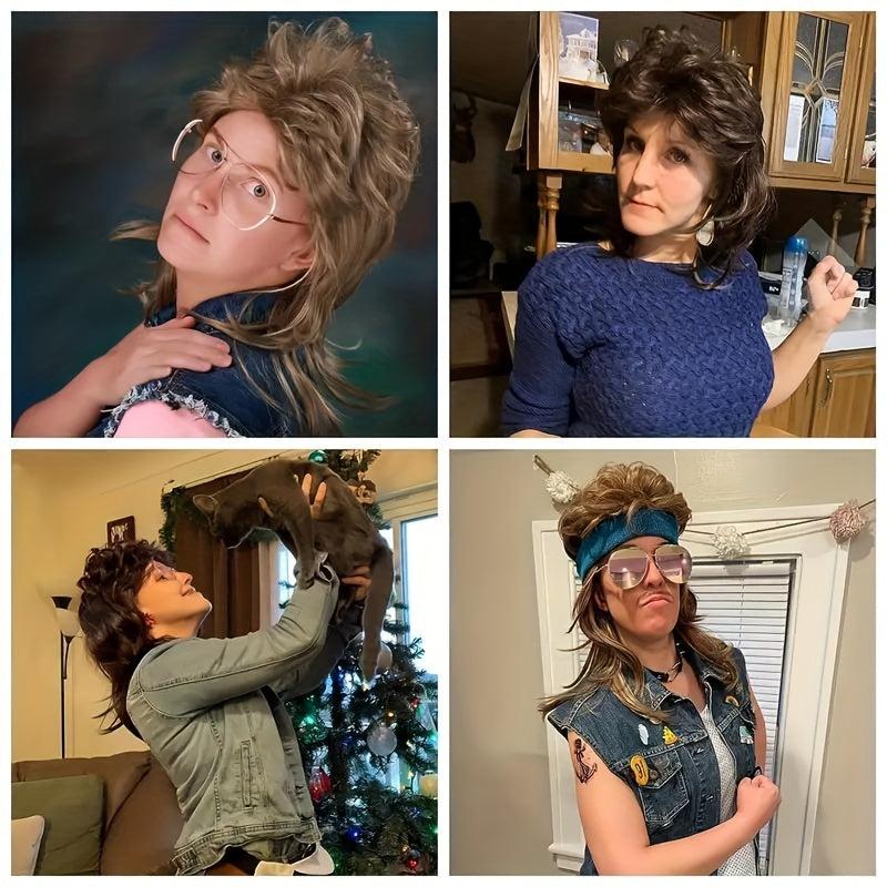 Men's Mullet Wig 70s 80s Disco Rocker Punk Wig Party Halloween Cosplay Costume