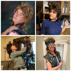 Men's Mullet Wig 70s 80s Disco Rocker Punk Wig Party Halloween Cosplay Costume