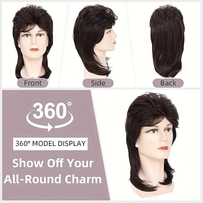 Men's Mullet Wig 70s 80s Disco Rocker Punk Wig Party Halloween Cosplay Costume