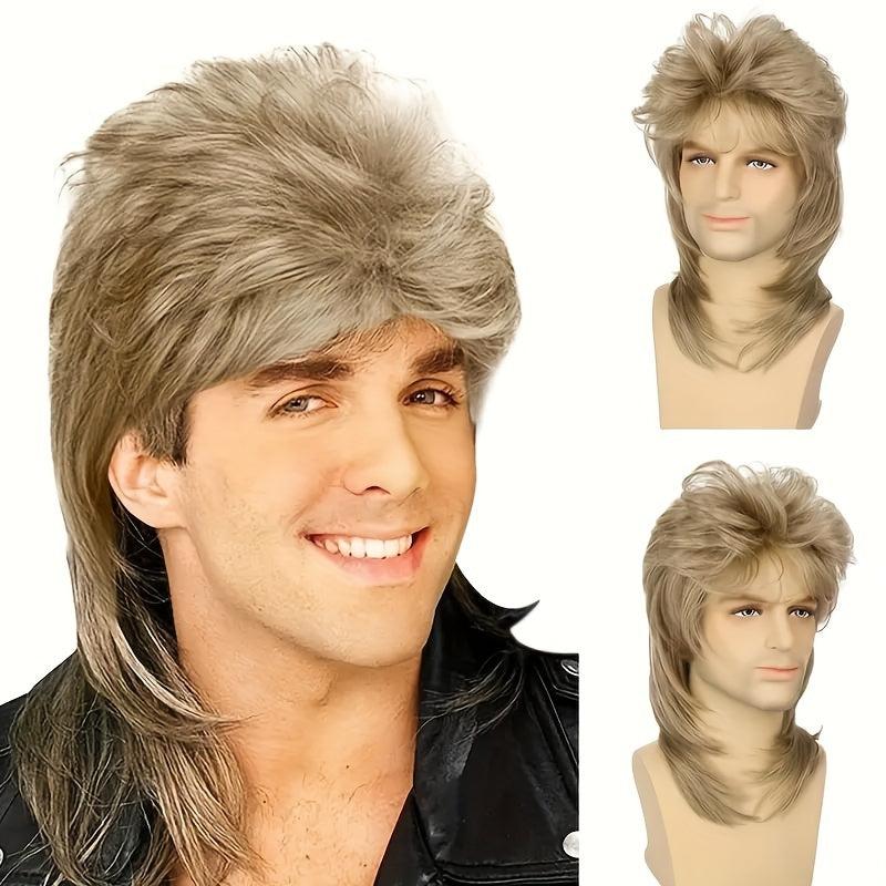 Men's Mullet Wig 70s 80s Disco Rocker Punk Wig Party Halloween Cosplay Costume