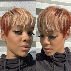 Short Pixie Cut Wig with Bangs Synthetic Wig for Women