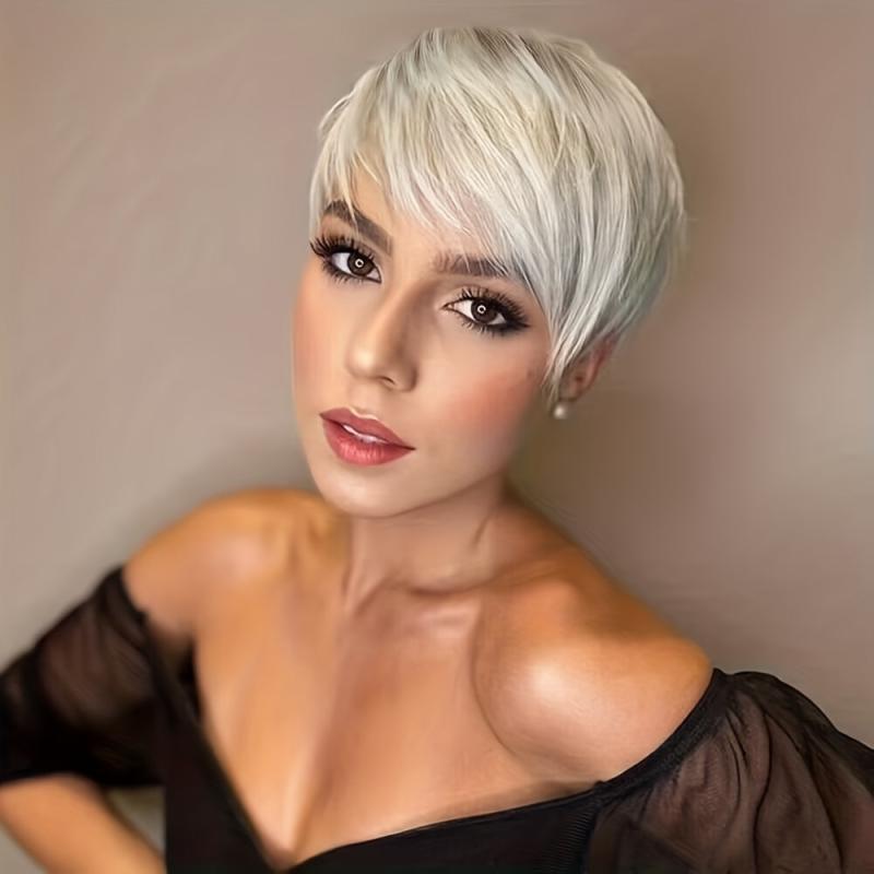 Short Pixie Cut Wig with Bangs Synthetic Wig for Women