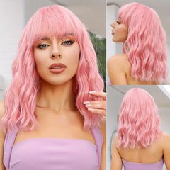 Short Wavy Hair Wig with Bangs for Women