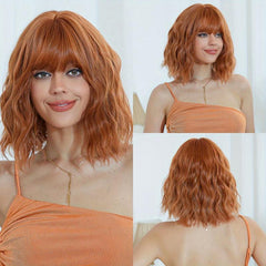 Short Wavy Hair Wig with Bangs for Women