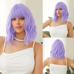 Short Wavy Hair Wig with Bangs for Women