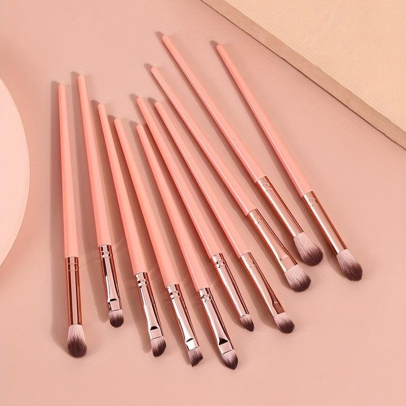 10pcs Eye Makeup Brush Set Portable Soft Eyeshadow Eyebrow Nose Shadow Brushes