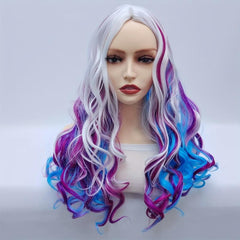 Rainbow Long Wavy Wig Heat Resistant Anime Halloween Cosplay