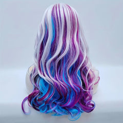 Rainbow Long Wavy Wig Heat Resistant Anime Halloween Cosplay