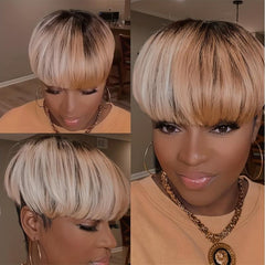 Ombre Red Short Layered Wig Natural Synthetic Curly Wave Wig