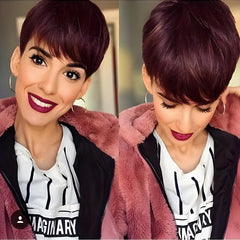 Ombre Red Short Layered Wig Natural Synthetic Curly Wave Wig
