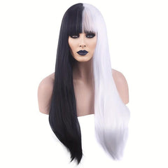 Rainbow Long Straight Wig Synthetic Wig With Bangs Cosplay Wig For Halloween