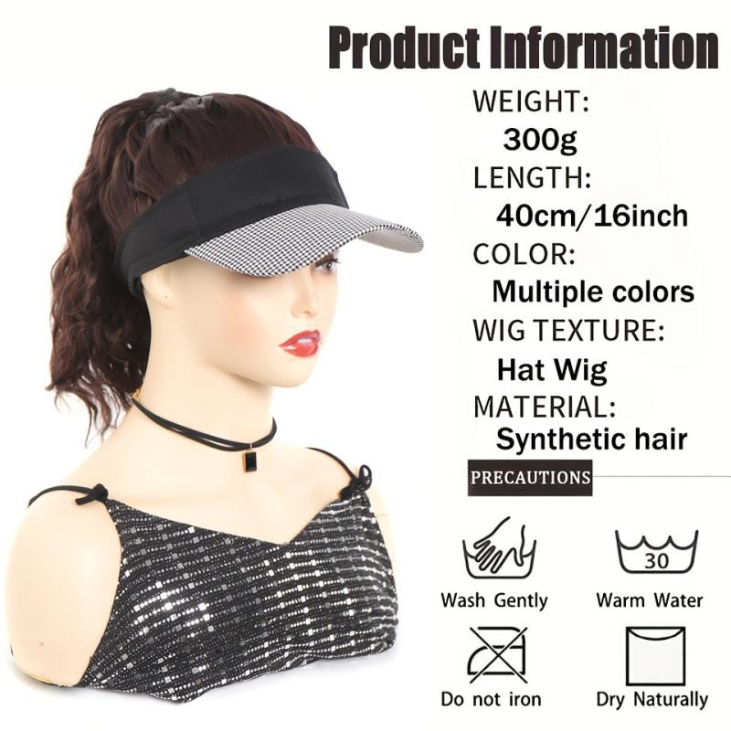 Ponytail Wig Baseball Cap With Hair Adjustable Hat
