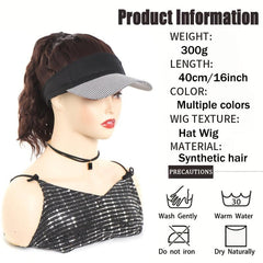 Ponytail Wig Baseball Cap With Hair Adjustable Hat