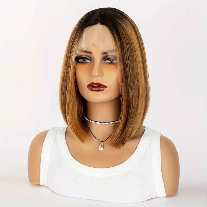 Short Straight Bob Cut Wig Synthetic Wig Beginners Friendly Heat Resistant