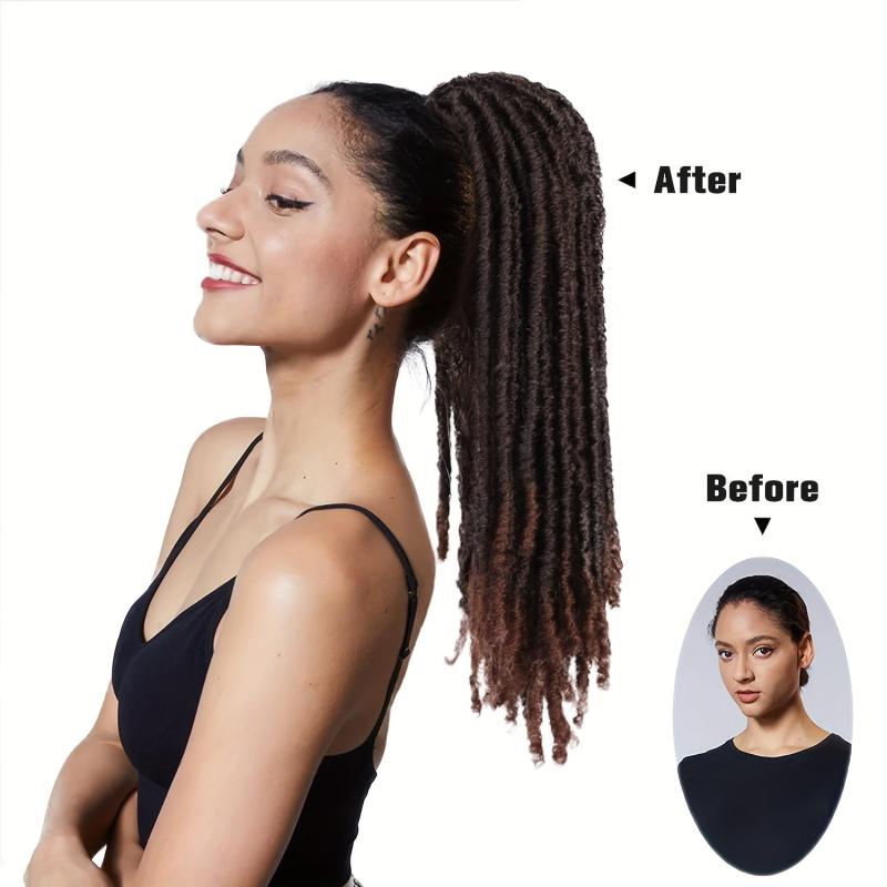 Dreadlock Ponytail Extensions Synthetic Clip In Hair Extensions