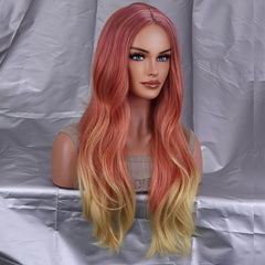 Ombre Synthetic Hair Wig Female Cosplay Long Wavy Lolita Halloween Colored Party