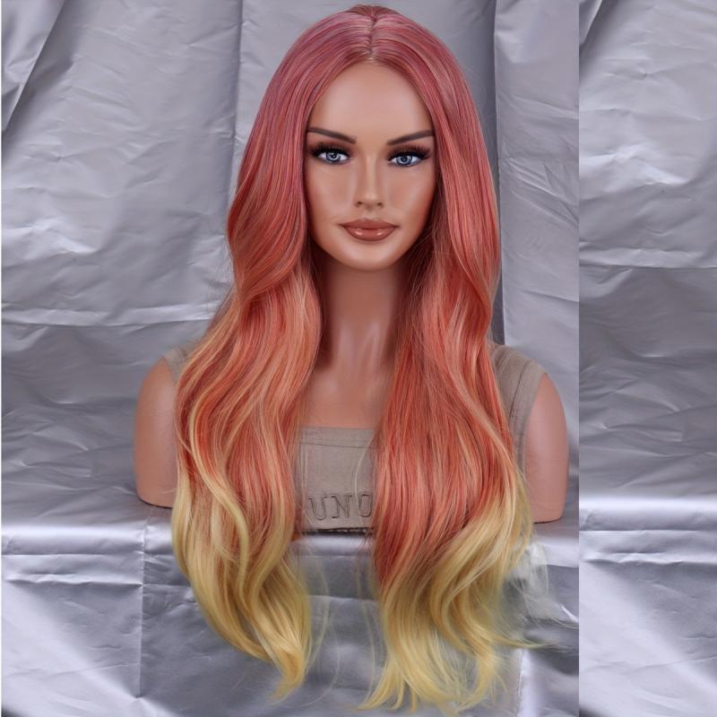 Ombre Synthetic Hair Wig Female Cosplay Long Wavy Lolita Halloween Colored Party