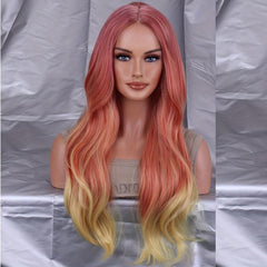 Ombre Synthetic Hair Wig Female Cosplay Long Wavy Lolita Halloween Colored Party