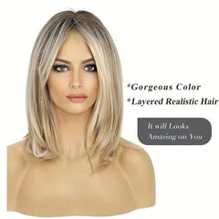 Layered Long Straight Wig with Bangs Synthetic Wig Heat Resistant