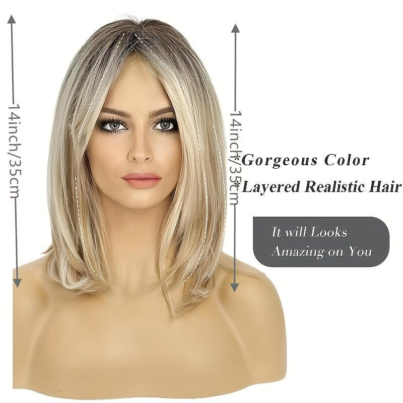 Layered Long Straight Wig with Bangs Synthetic Wig Heat Resistant