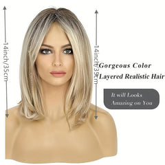 Layered Long Straight Wig with Bangs Synthetic Wig Heat Resistant