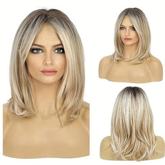 Layered Long Straight Wig with Bangs Synthetic Wig Heat Resistant