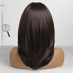 Layered Long Straight Wig with Bangs Synthetic Wig Heat Resistant