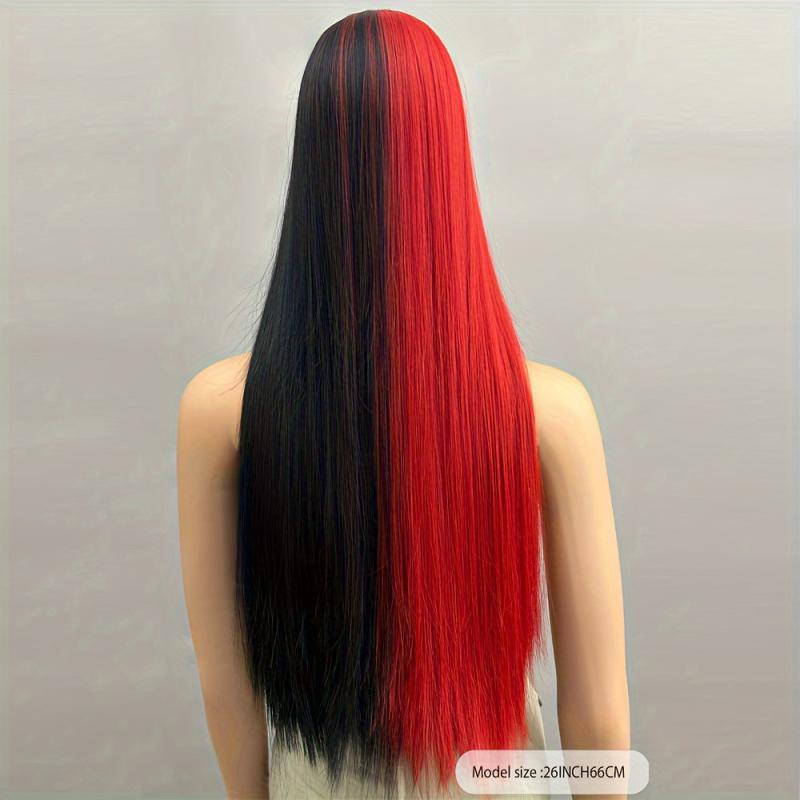 Long Straight Synthetic Wig Bob Wig Middle Part Heat Resistant