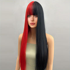 Long Straight Synthetic Wig Bob Wig Middle Part Heat Resistant