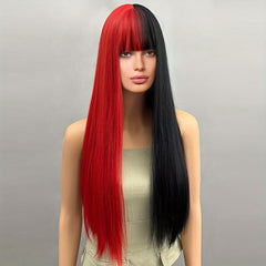 Long Straight Synthetic Wig Bob Wig Middle Part Heat Resistant