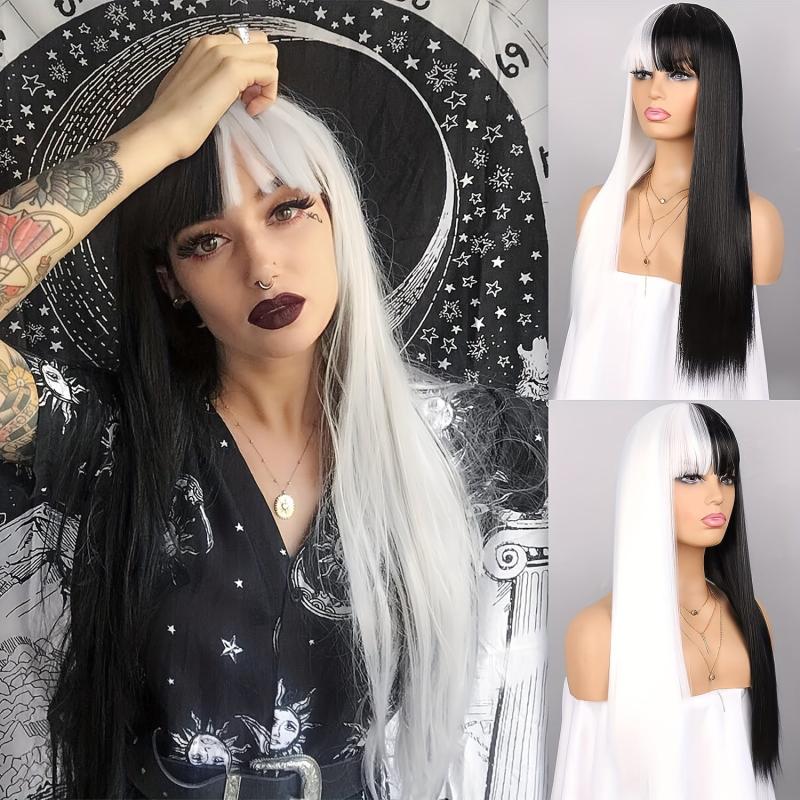 Long Straight Synthetic Wig Bob Wig Middle Part Heat Resistant