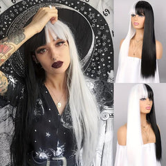 Long Straight Synthetic Wig Bob Wig Middle Part Heat Resistant