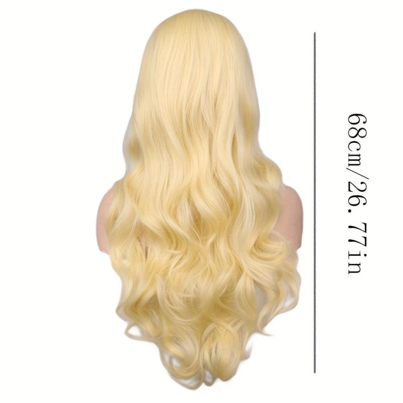 Princess Blonde Wavy Wig Synthetic Curly Wig with Side Bangs for Women