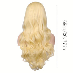 Princess Blonde Wavy Wig Synthetic Curly Wig with Side Bangs for Women