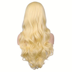 Princess Blonde Wavy Wig Synthetic Curly Wig with Side Bangs for Women