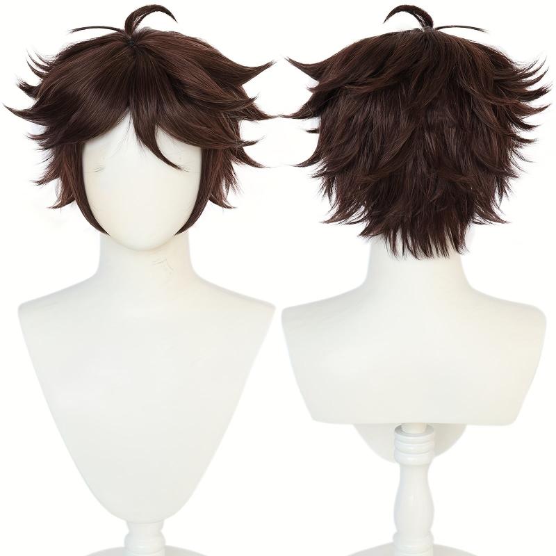 Brown Straight Synthetic Anime Cosplay Wig For Halloween Christmas Party