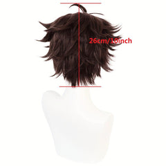 Brown Straight Synthetic Anime Cosplay Wig For Halloween Christmas Party
