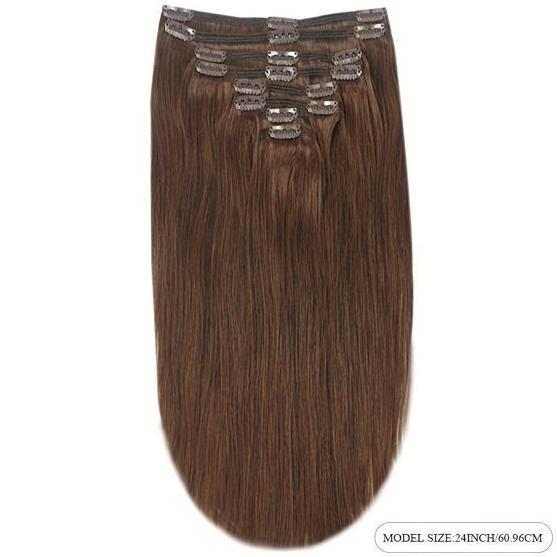 8 Pcs Clip In 4 Long Straight Hair Extensions Human Hair Brazilian Virgin Hair