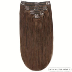 8 Pcs Clip In 4 Long Straight Hair Extensions Human Hair Brazilian Virgin Hair