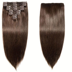 8 Pcs Clip In 4 Long Straight Hair Extensions Human Hair Brazilian Virgin Hair