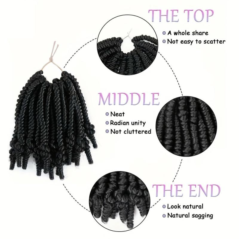 6Inch Spring Twist Crochet Hair Extensions Fluffy Twist Crochet Braids Hair