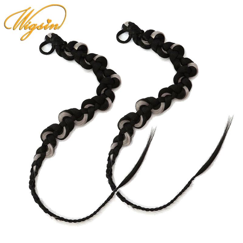 Long Synthetic Braided Ponytail Hairpiece Hair Extensions