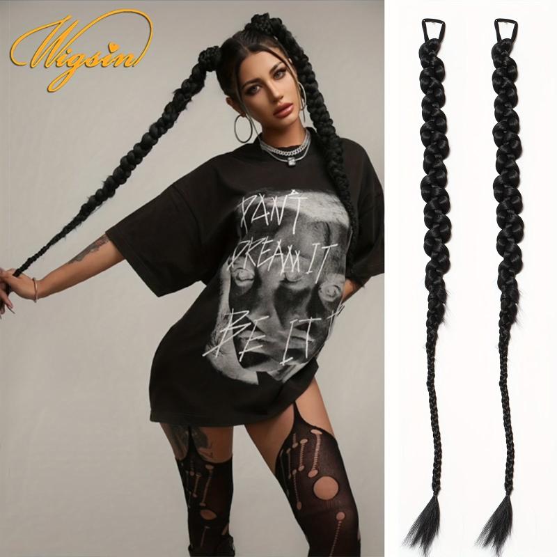 Long Synthetic Braided Ponytail Hairpiece Hair Extensions